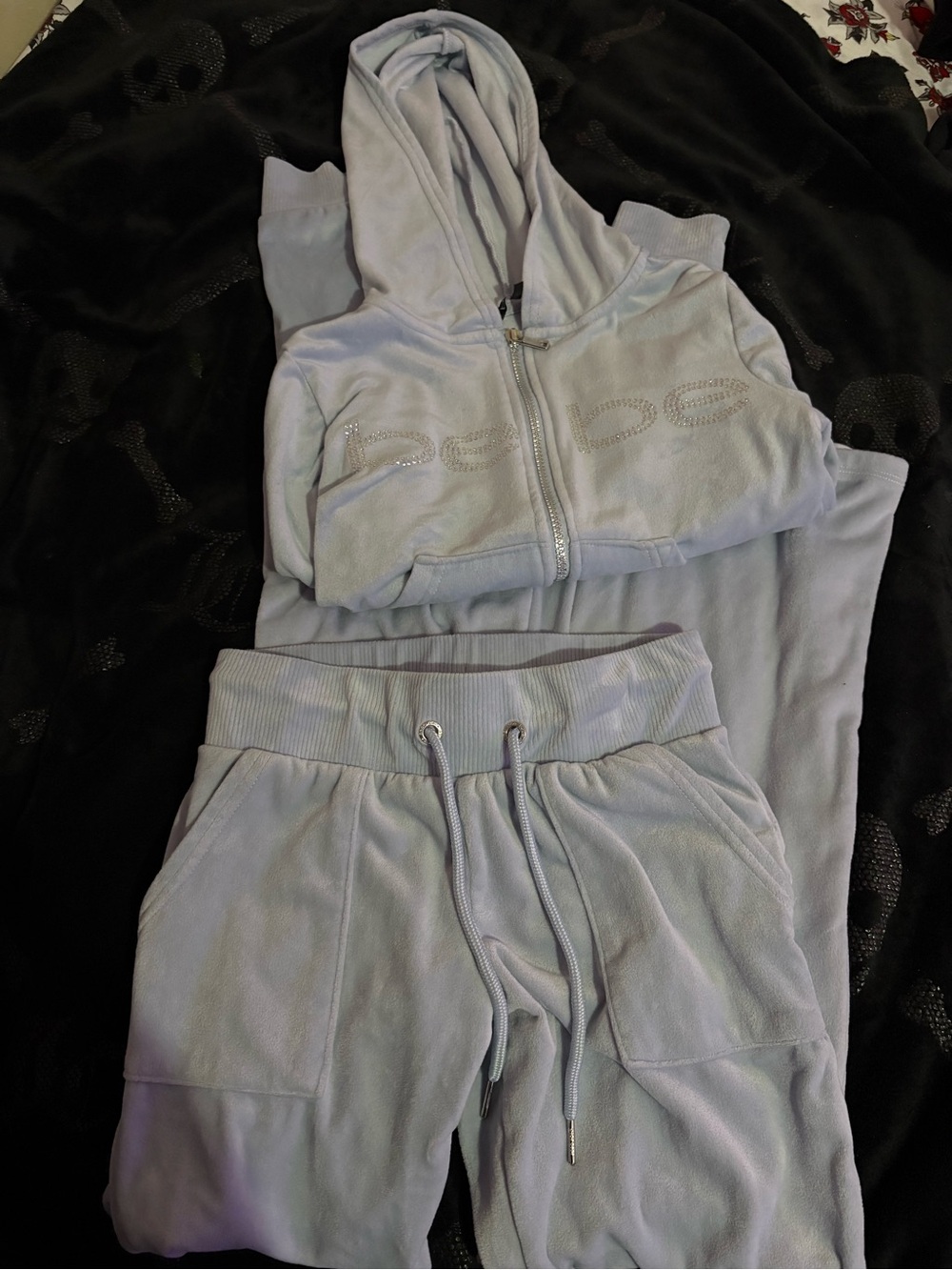 bebe Lavender Velour Hoodie & Jogger Set